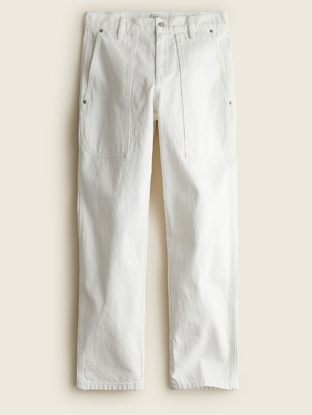 J. Crew High Rise Patch Pocket Straight Leg Jean Jeans White Cotton Taper 27
